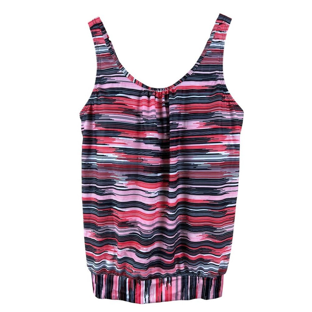 Bikinix Women's Swimsuit Two Piece Tank Red Black Bikini Bottom Size XL NEW NWT